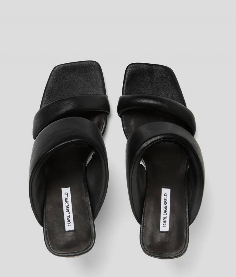 Wysokie Obcasy Damskie Karl Lagerfeld Ikon Heel 2-Paskiem Sandal Czarne | PL YU3343