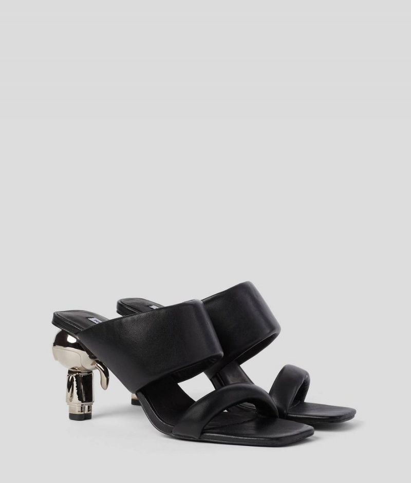 Wysokie Obcasy Damskie Karl Lagerfeld Ikon Heel 2-Paskiem Sandal Czarne | PL YU3343